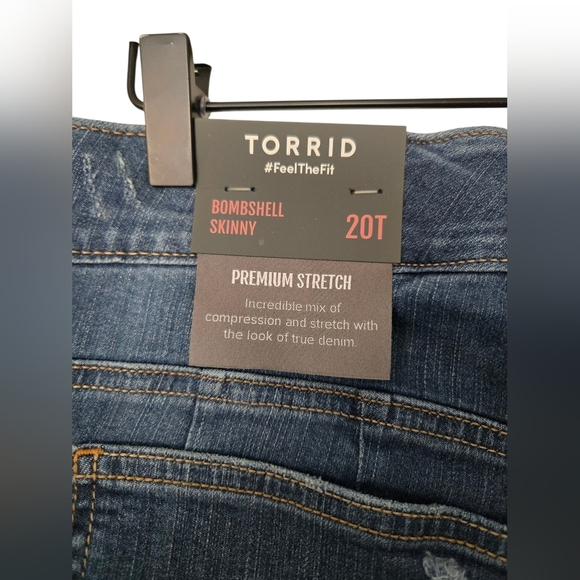 NWT Torrid Blue Skinny Jeans with Distressed Design Size 20T - Picture 6 of 6